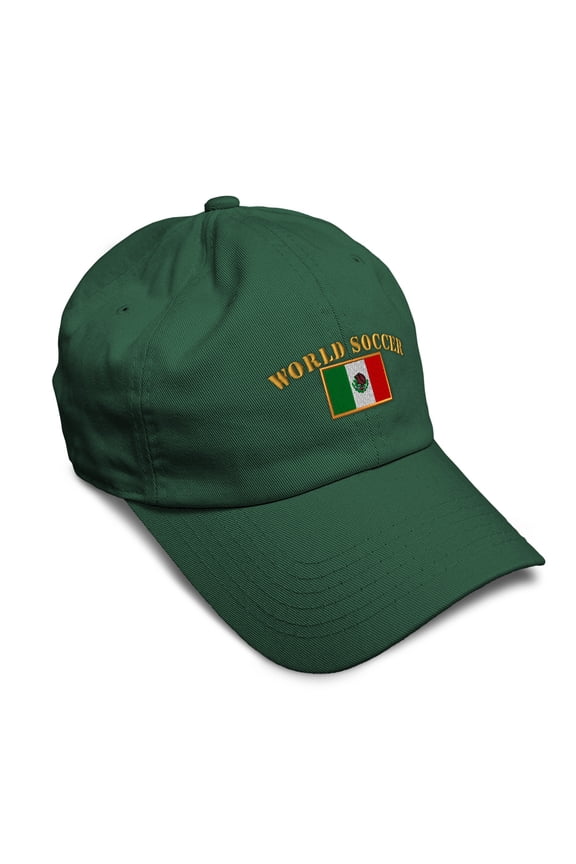 Soft Baseball Hat Embroidered Dad Hat Mexico Mexican World Soccer Football Flag Men & Ladies Baseball Cap Cotton Forest Green Design Only