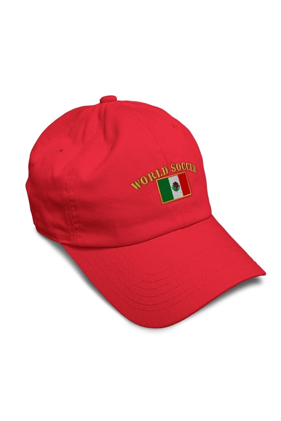 Soft Baseball Hat Embroidered Dad Hat Mexico Mexican World Soccer Football Flag Men & Ladies Baseball Cap Cotton Red Design Only