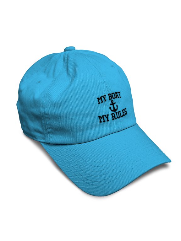 Soft Baseball Hat Embroidered Dad Hat My Boat My Rules Anchor Captain B Embroidery Men & Ladies Baseball Cap Cotton Aqua Design Only