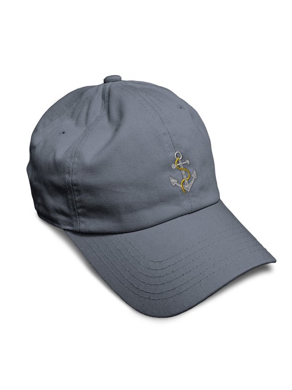 Soft Baseball Hat Embroidered Dad Hat Nautical Anchor A Men & Ladies Baseball Cap Cotton Dark Grey Design Only