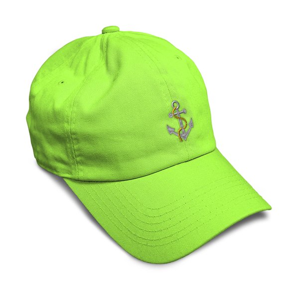 Soft Baseball Hat Embroidered Dad Hat Nautical Anchor A Men & Ladies Baseball Cap Cotton Lime Design Only