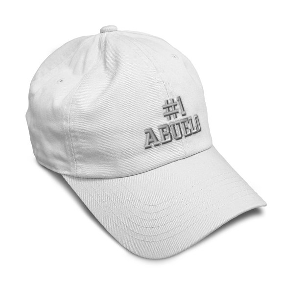Soft Baseball Hat Embroidered Dad Hat Number #1 Abuelo Grandfather Gramps Men & Ladies Baseball Cap Cotton White Design Only