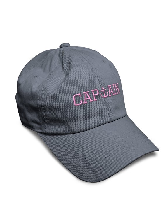 Soft Baseball Hat Embroidered Dad Hat Pink Anchor Captain Embroidery Men & Ladies Baseball Cap Cotton Dark Grey Design Only