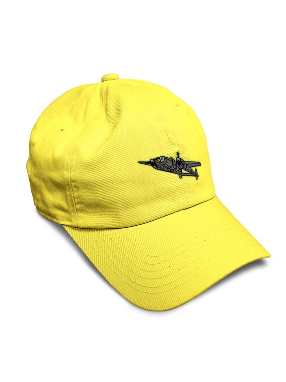 Soft Baseball Hat Embroidered Dad Hat Plane P-38 Lightning Embroidery Men & Ladies Baseball Cap Cotton Yellow Design Only