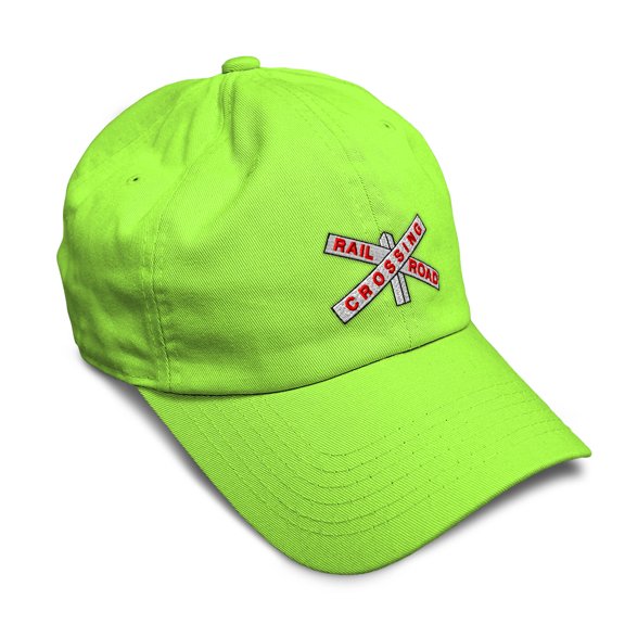 Soft Baseball Hat Embroidered Dad Hat Railroad Crossing Embroidery Men & Ladies Baseball Cap Cotton Lime Design Only