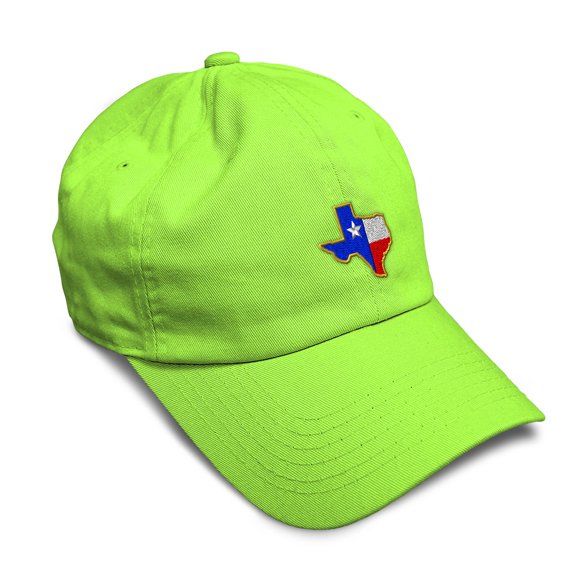 Soft Baseball Hat Embroidered Dad Hat Texas State Flag Map A Embroidery Men & Ladies Baseball Cap Cotton Lime Design Only