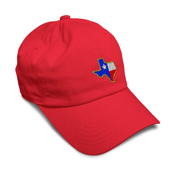 Soft Baseball Hat Embroidered Dad Hat Texas State Flag Map A Embroidery Men & Ladies Baseball Cap Cotton Red Design Only