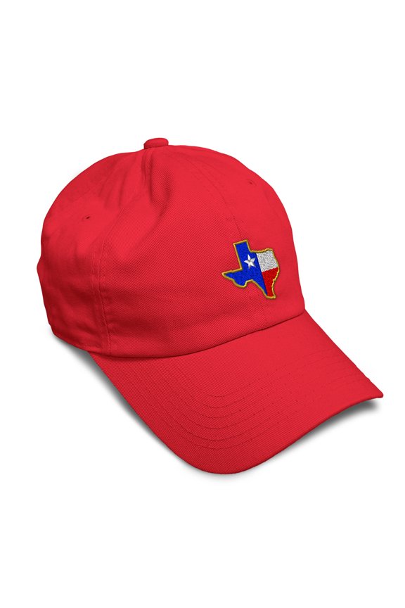 Soft Baseball Hat Embroidered Dad Hat Texas State Flag Map A Embroidery Men & Ladies Baseball Cap Cotton Red Design Only