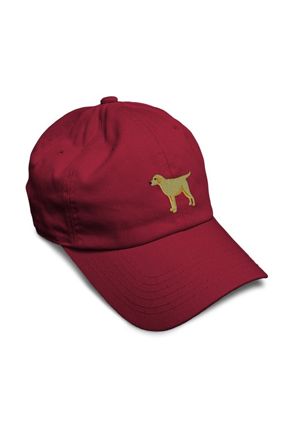 Soft Baseball Hat Embroidered Dad Hat Yellow Labrador Embroidery Men & Ladies Baseball Cap Cotton Burgundy Design Only
