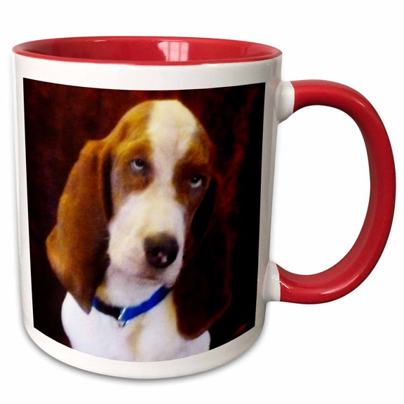 3drose, Soft Basset Hound Puppy, 11oz Two-tone Red Mug