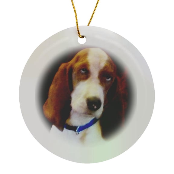 3drose, Soft Basset Hound Puppy, Circle Porcelain Ornament