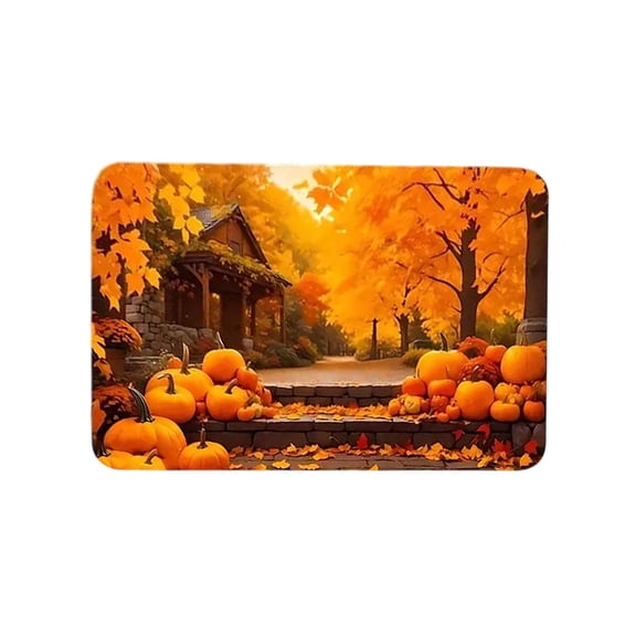 Soft Bath Mats, Autumn Maple Leaves Non-Slip and Quick Drying Rugs for Halloween Thanksgiving Kitchen Bedroom and Indoor Decor Maple Leaf