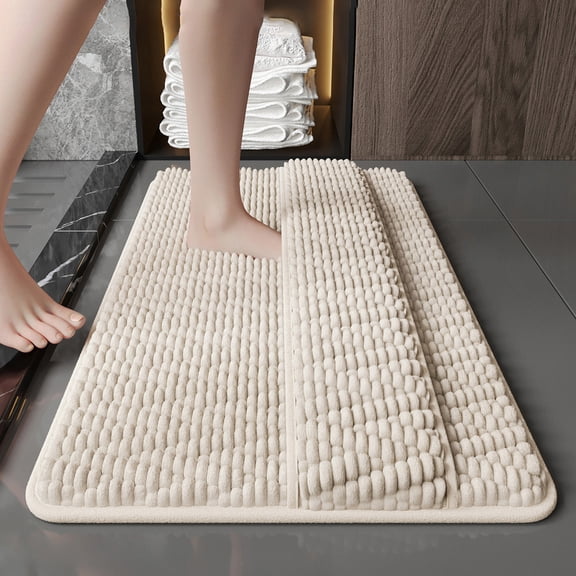 Soft Bath Rug 23.6x15.75 In Thick Plush Non Slip Water Absorbent Washable Bathroom Mat for Shower Vanity Sink Toilet Front Towel Drying Home Spa Guest Bath Hallway Entryway Floor Mat Comfort Step