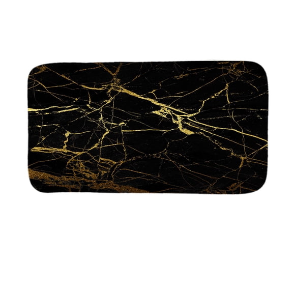 Soft Bath Rugs Non-Slip Backing Absorbent 20x32inches Black Gold Marble Print Design Floor Mats Machine Washable