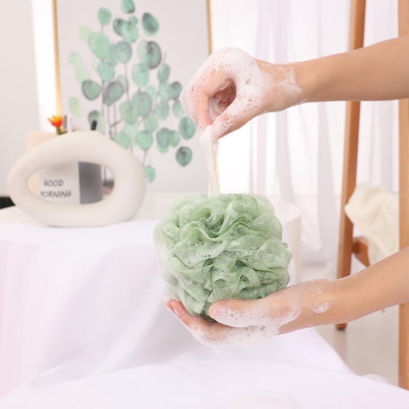 Soft Bath Sponge - Non-Scattering Exfoliating Bath Ball, 12cm for Gentle Cleansing and Refreshing Shower Experience Green