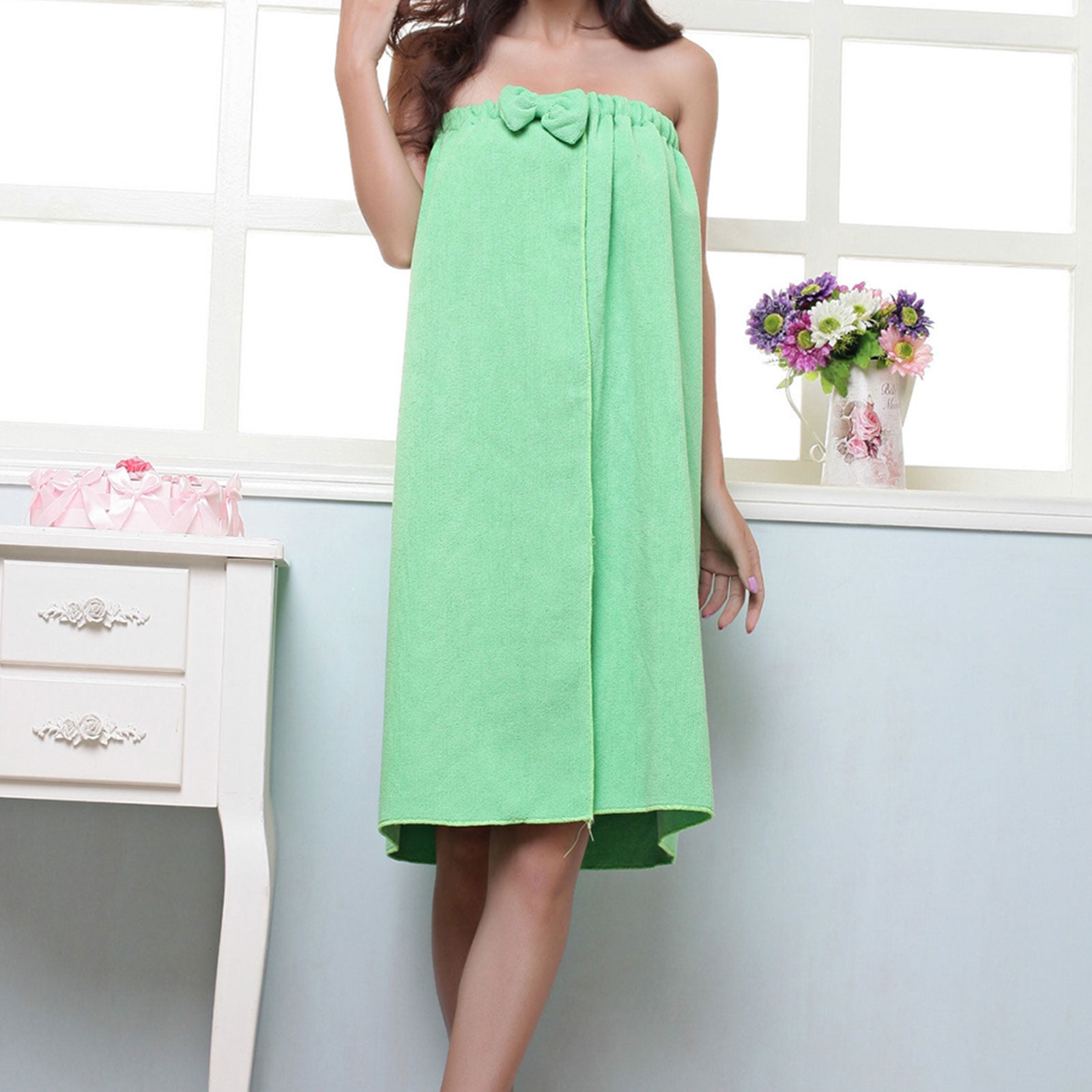 Soft Bath Towel for Women Stripe Sauna Spa Bathrobes Elastic Adjustable ...