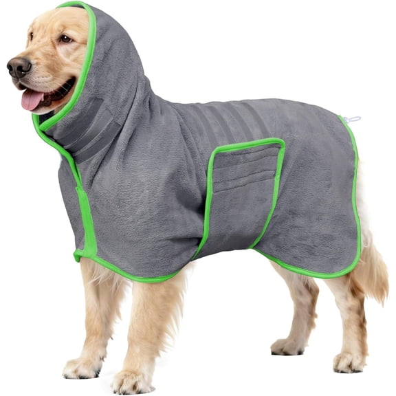 Soft Bathrobe Drying Coat, Super Absorbent Towels for After Bath, Microfiber Robe Adjustable & Warm Keeping Dogs Coat for Dogs & Cats (Grey, Small)