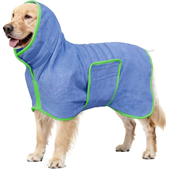 Soft Bathrobe Drying Coat, Super Absorbent Towels for After Bath, Microfiber Robe Adjustable & Warm Keeping Dogs Coat for Dogs & Cats (Blue, Small)