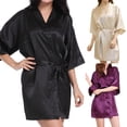 thumbnail image 1 of Soft Bathrobe Short Imitation Silk Women Adjustable Waistband Sleepwear Pajamas for Daily Wear, 1 of 6
