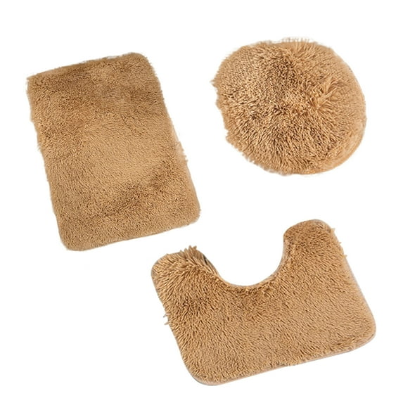 Soft Bathroom Carpet ,3 Piece Shaggy Bathroom Rugs and Mats Sets, Non-Slip Mat Set ,Toilet Mat Set ,Bath Mats Set 3 Piece Set,with U-Shaped Toilet Floor Mat Non Slip Rugs Andtoilet Lid Cover Mat