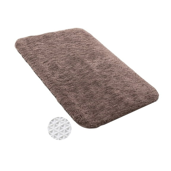 FUDAKUNA Brown Fluffy Microfiber Bathroom Rugs 16" x 24" Soft Absorbent Non-Slip Bath Mats Machine Washable