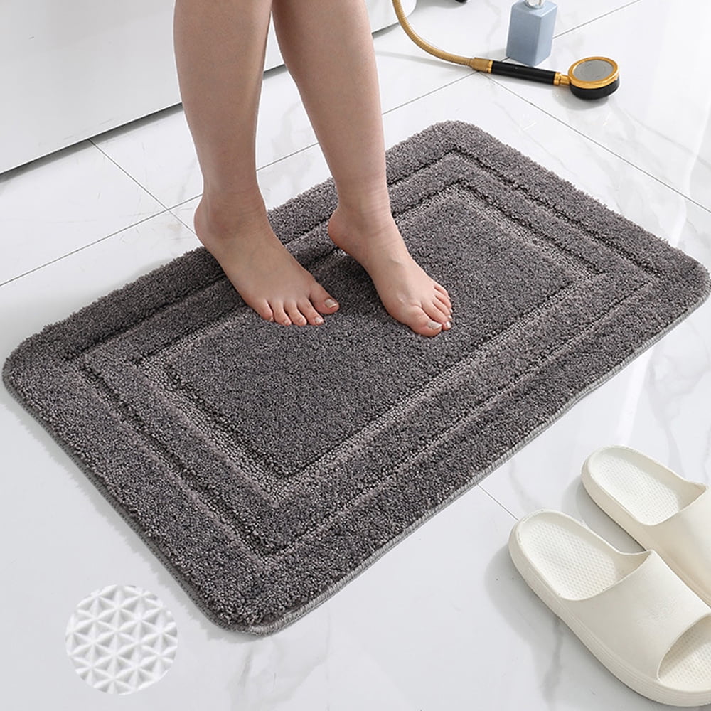 Soft Bathroom Rugs Absorbent Non-Slip 20" x 32" Dark Gray Fluffy Microfiber Bath Mats Machine Washable
