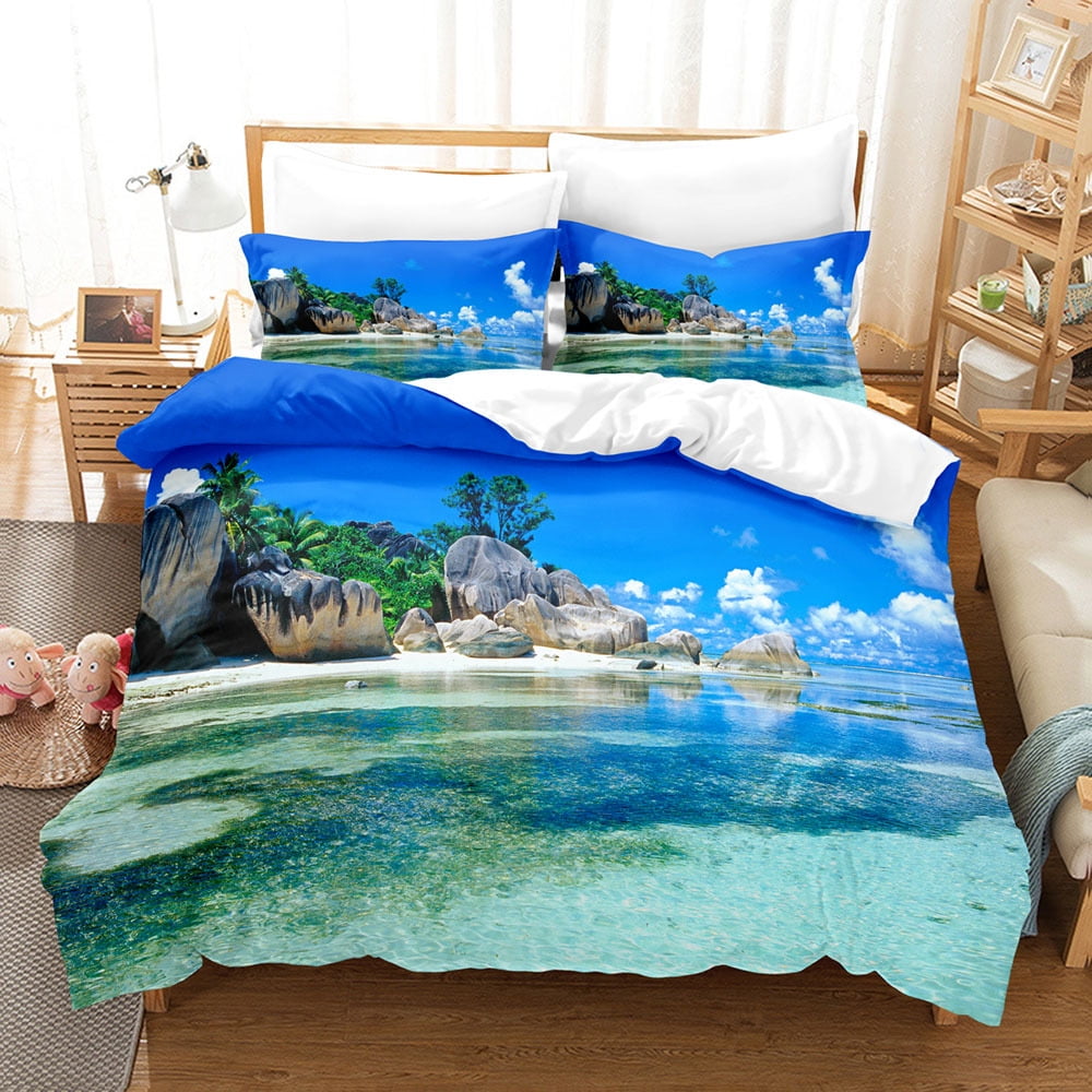 Soft Beach Duvet Cover Forest Coastal Beach Themed Bedding Nature Theme