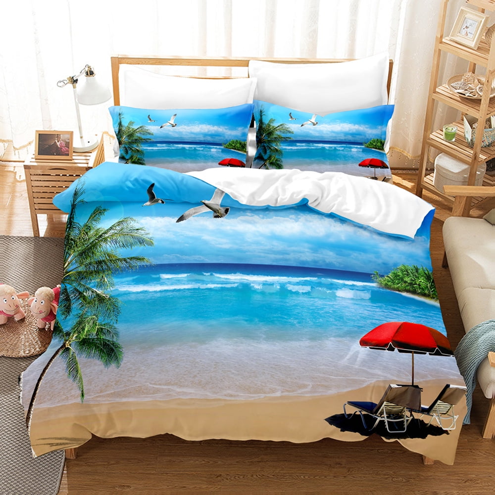 Soft Beach Duvet Cover Forest Coastal Beach Themed Bedding Nature Theme