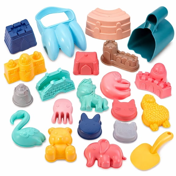 Beach Sand Toys Set for Toddlers, 21 Piece Sandbox Play Set for Kids Age 3+ by Mundo Toys