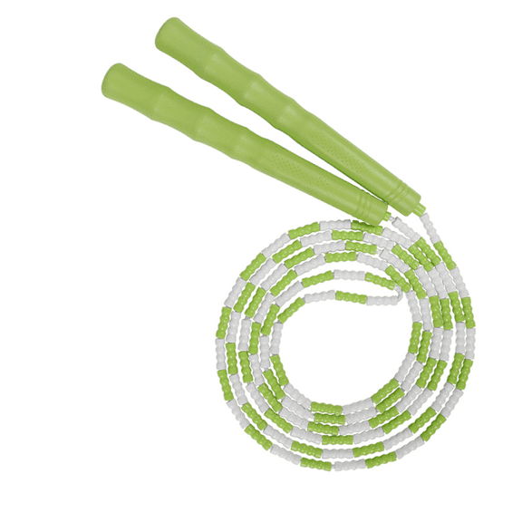 Soft Beaded SegmentAdjustable Fitness Workout Tangle-Free Skipping Rope for Activities Exercising - green and white