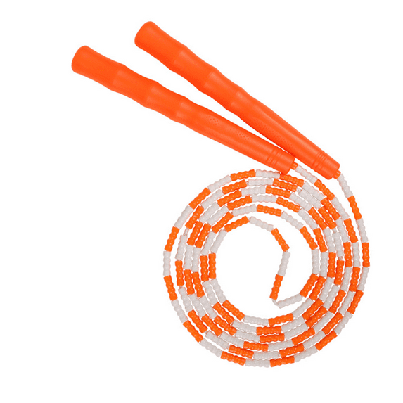 Soft Beaded SegmentAdjustable Fitness Workout Tangle-Free Skipping Rope for Activities Exercising - orange white