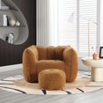 thumbnail image 1 of Soft Bean Bag Chair High Resilient Foam Lazy Sofa with Footstool Khaki yellow, 1 of 5