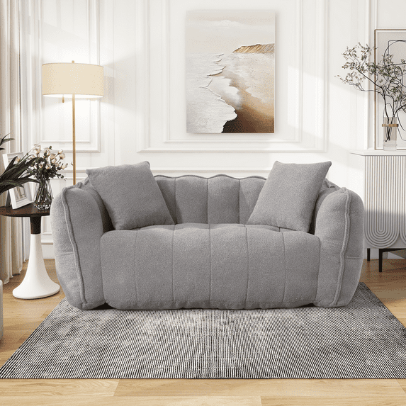 Soft Beanbag Chair with High Resilience Foam Core for Two People, The Comfortable Square Recliner Sofa is Ideal for Family Members and Friends Engaged in Games, Reading, Watching TV