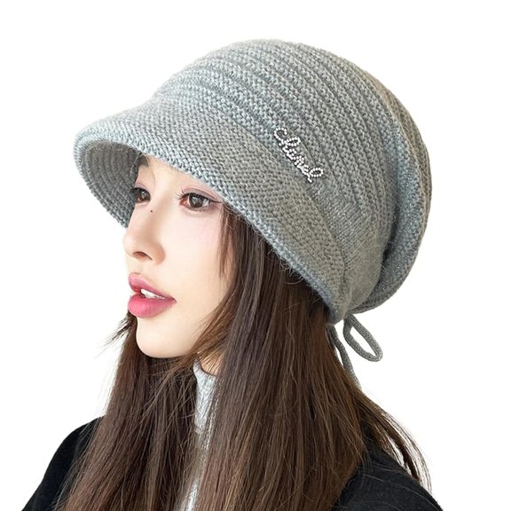 Soft Beanies for Women with Brim Berets for Women Bonnet Bucket Hat Skull Cap Warm Fall Winter Cap Ski Travel