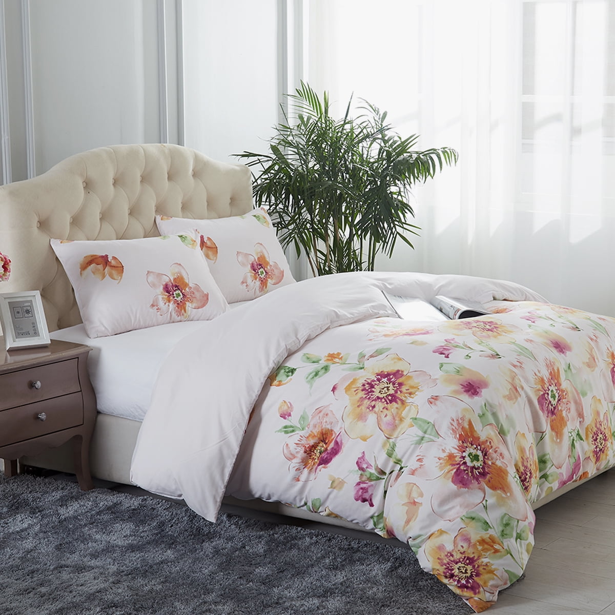 Bed Alter 100% Egyptian Cotton Duvet Cover - 1000 Thread Count, King/Cal King, White Striped 4 thumbnail image