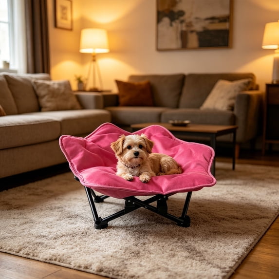 Folding Elevated Dog Cat Bed Soft Washable Pet Cot with Non- Base Portable Pet Cushion for Indoor Outdoor Camping and Travel