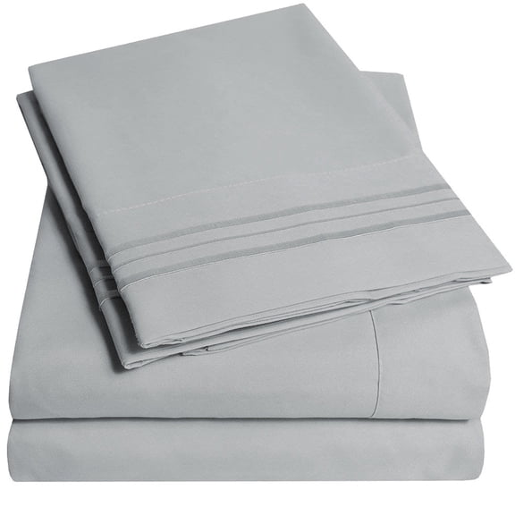 Soft Bed Sheets Set Bedspread Deep Pocket High Quality Bedding Set Light Grey Twin Size 3Pcs
