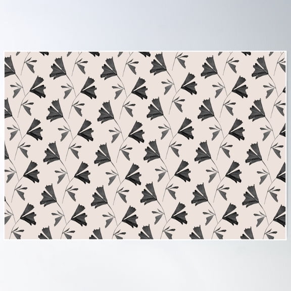 Soft Beige Black Fishtail Palm Pattern #1 Poster Wall Art, Modern Wall Decor For Living Room Bedroom, 8x12 UNFRAMED