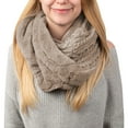 thumbnail image 1 of Soft Beige - Cable Knit & Faux Fur Infinity Scarf, 1 of 7
