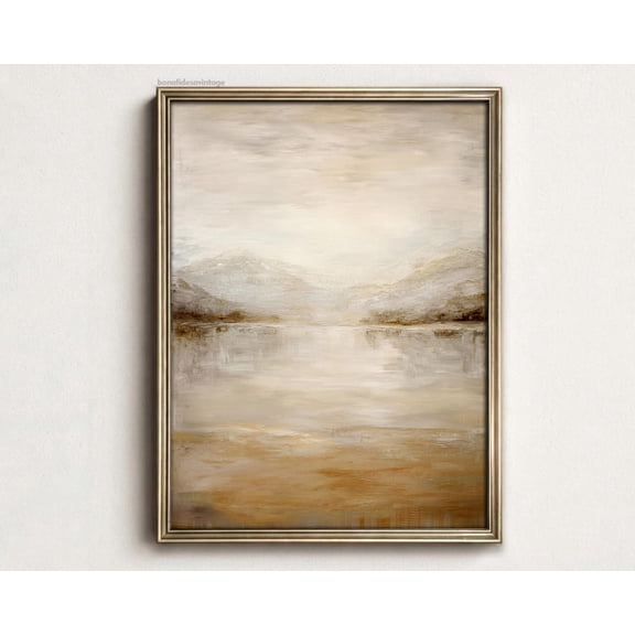 Soft Beige Horizon Minimalist Neutral Landscape Decor Wall Art