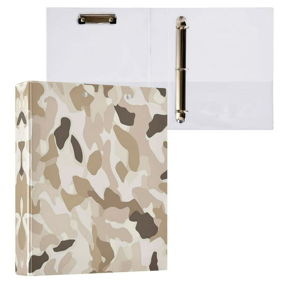 Soft Beige Leopard Print 3 Ring Hardcover Binders 1.5in Round Rings for Letter-Size Folder Paper Organizer Pockets for Office Student Recipe