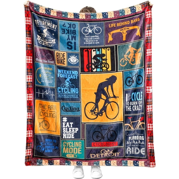 Soft Bicycle Blanket for Couch Bed Cozy Microfiber Fleece Flannel Bike Throw Blanket Gifts for Cycling Lover Kids Boys Girls Adults 60"x80"'''' (Bike01)
