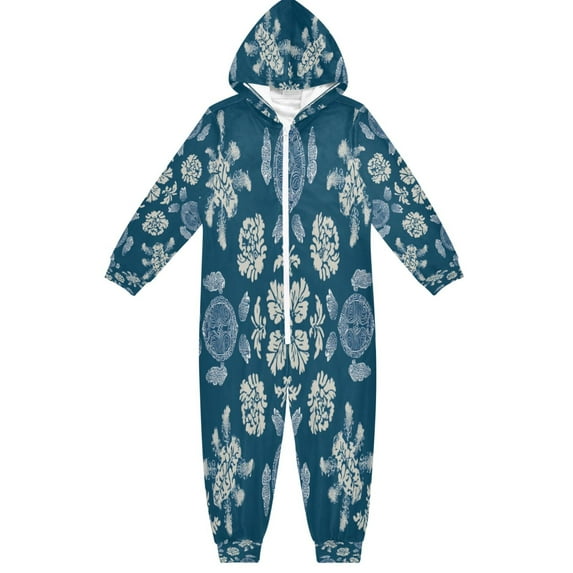 Soft Big Kids Onesie Pajamas Cozy Loose-Fit Jumpsuits for kids with Pockets for Christmas Lounge & Play Abstract Turtle Pattern
