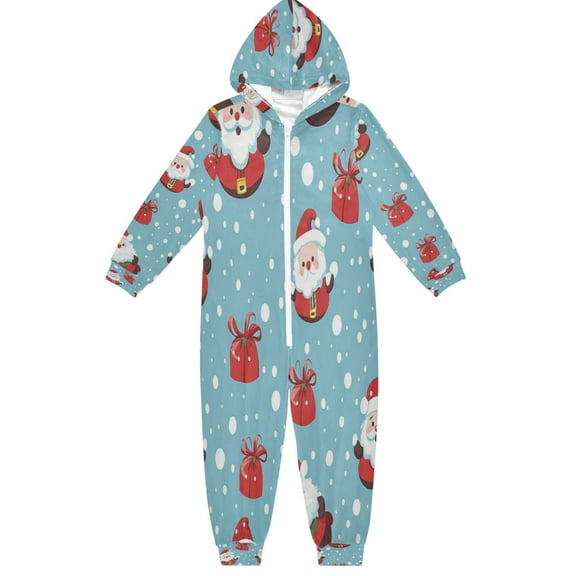 Soft Big Kids Onesie Pajamas Cozy Loose-Fit Jumpsuits for kids with Pockets for Christmas Lounge & Play Adorable Santas