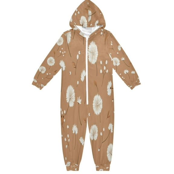 Soft Big Kids Onesie Pajamas Cozy Loose-Fit Jumpsuits for kids with Pockets for Christmas Lounge & Play Adorabledandelion Pattern