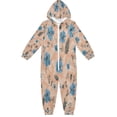 thumbnail image 1 of Soft Big Kids Onesie Pajamas Cozy Loose-Fit Jumpsuits for kids with Pockets for Christmas Lounge & Play Blue Flowers and Pink Leaves, 1 of 8