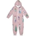 thumbnail image 1 of Soft Big Kids Onesie Pajamas Cozy Loose-Fit Jumpsuits for kids with Pockets for Christmas Lounge & Play Cat Holding Christmas Gifts, 1 of 8