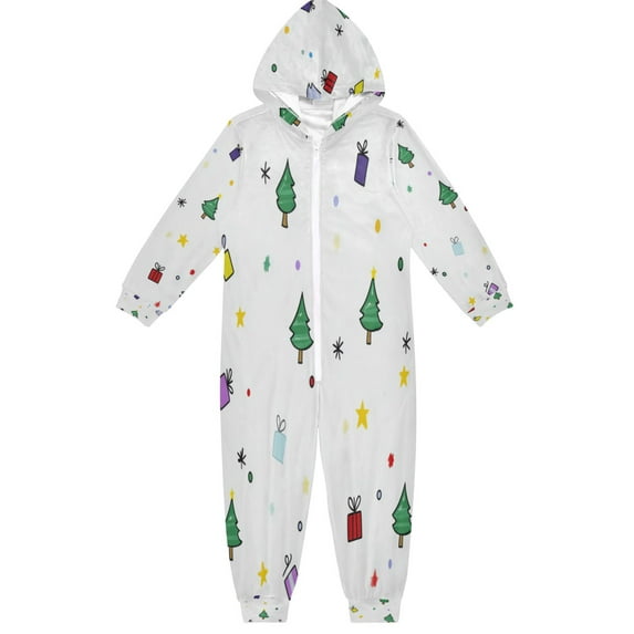 Soft Big Kids Onesie Pajamas Cozy Loose-Fit Jumpsuits for kids with Pockets for Christmas Lounge & Play Cute Christmas-themed Background
