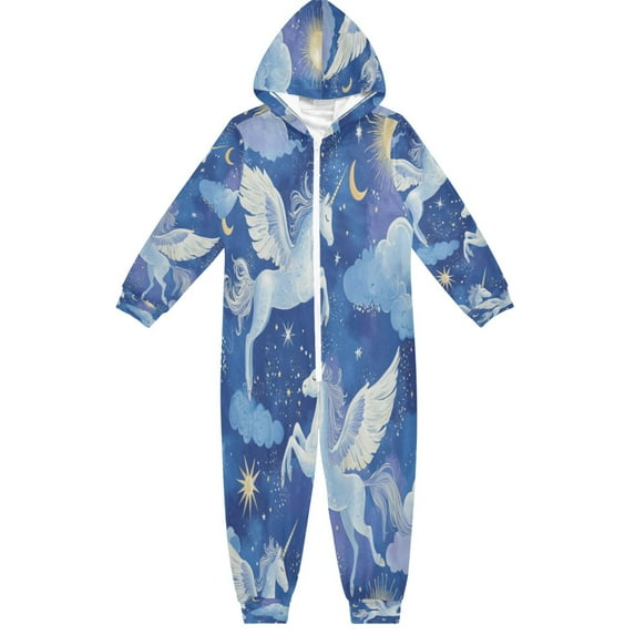 Soft Big Kids Onesie Pajamas Cozy Loose-Fit Jumpsuits for kids with Pockets for Christmas Lounge & Play Enchanting Unicorn Pattern
