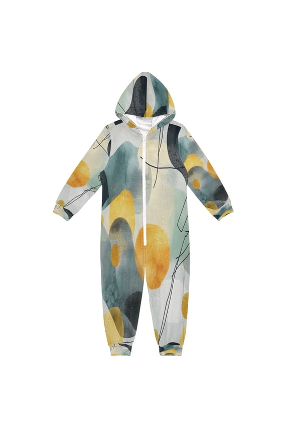 Soft Big Kids Onesie Pajamas Cozy Loose-Fit Jumpsuits for kids with Pockets for Christmas Lounge & Play Gold and Silver Shapes